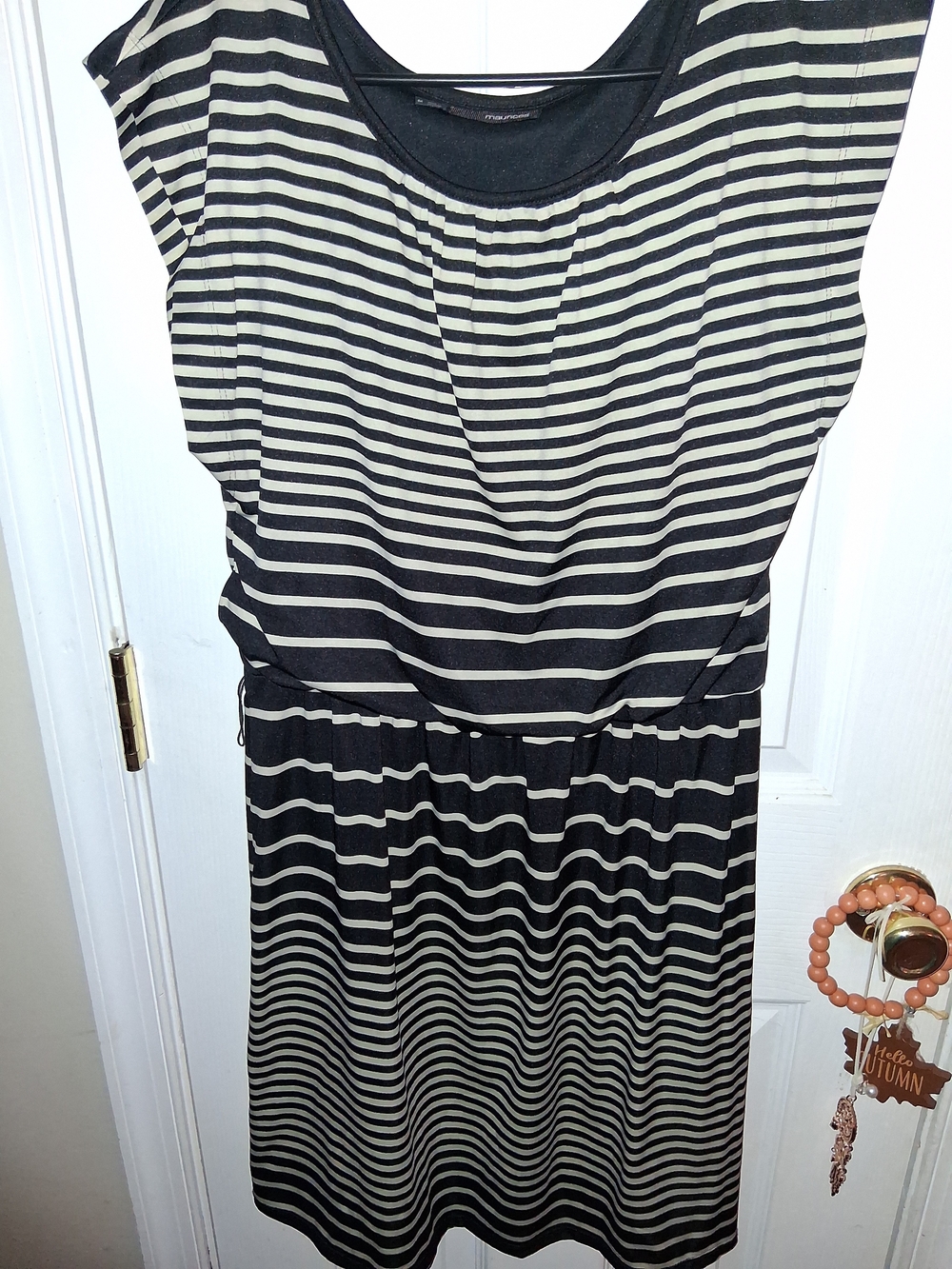 Maurices Black and Cream Striped Midi Dress